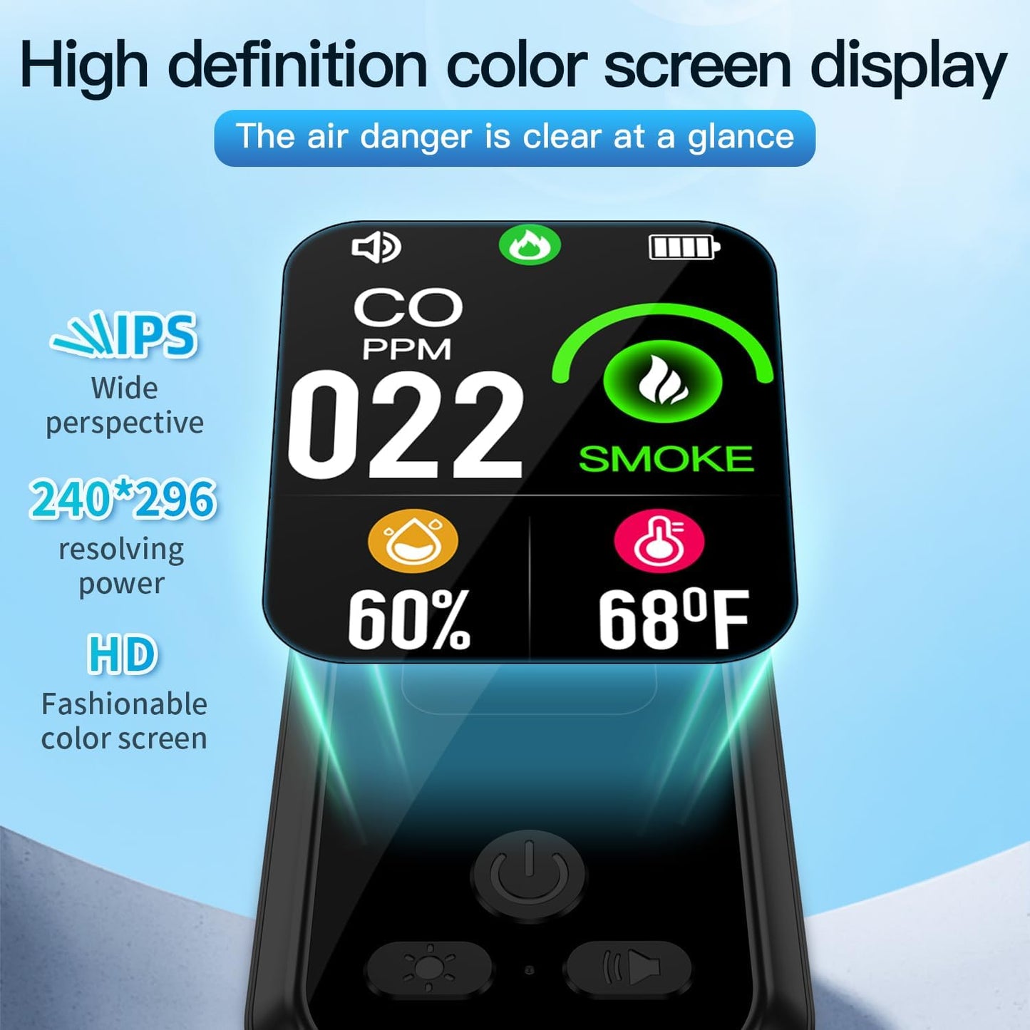 2-Pcs 4IN1 Plug in Smoke & Carbon Monoxide Detector Combination Builti-in 2000 mAh Backup Battery HD Screen [Smoke CO Temp Humidity Sensor] Alarm for Home Travel Hotel Indoor (Black)