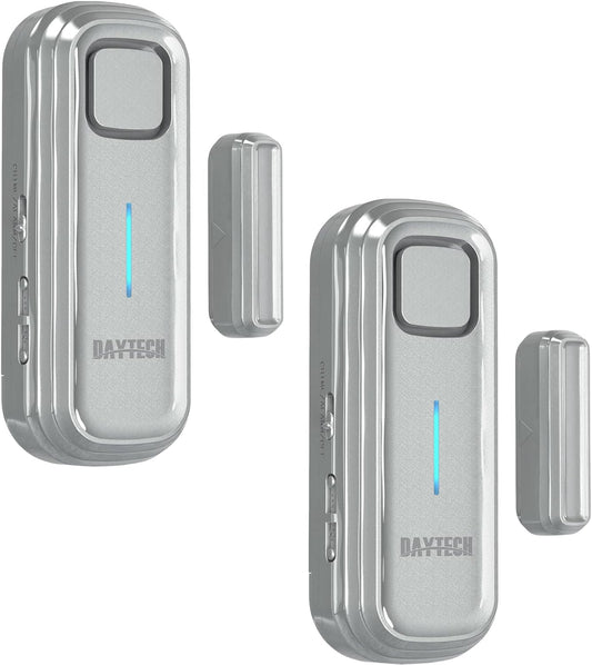 Daytech Refrigerator & Freezer Door Alarm - Adjustable 1-4 Minute Delay, 0-120dB Adjustable Siren, Door/Window Sensor for Home or Business (2 Pack, Grey)
