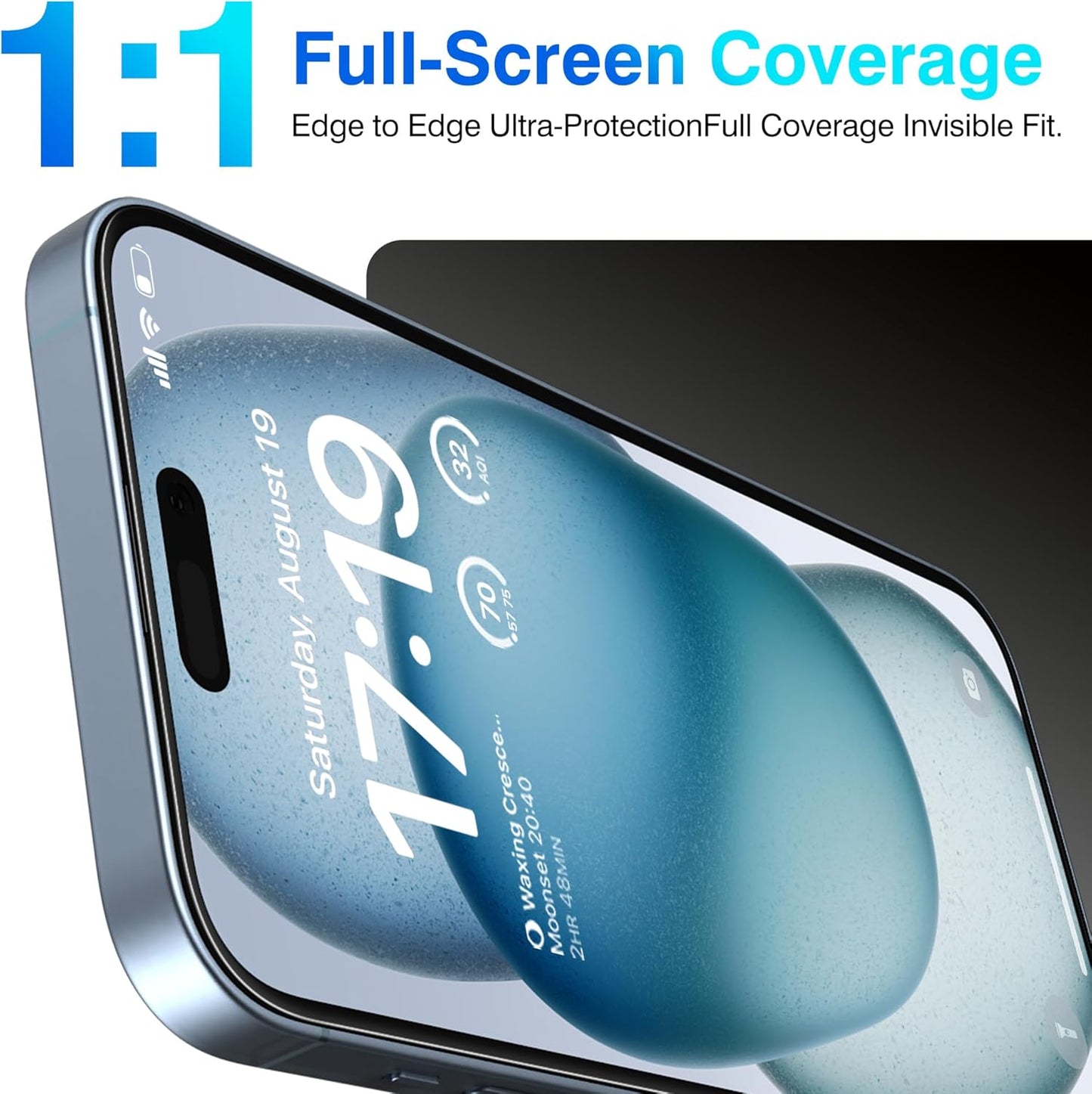 EZ-GLAZ- 4 Pack for iPhone 15 Plus Screen Protector [6.7"] With 2 Pack Camera Lens Protector, 9H+ Hardness 12FT Military Grade Shatterproof Scratch Resistant Durable Tempered Glass Film with Flawless Fit Kit, HD Clear