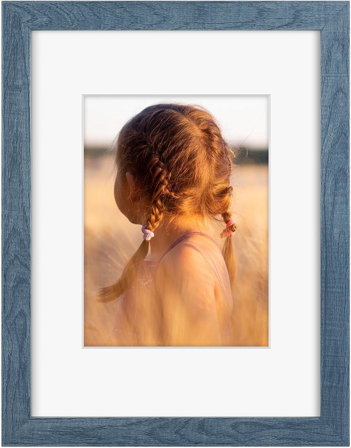 Golden State Art, 9x12 Picture Frame with Mat for 6x8 - High Definition Glass Wall Mounting Horizontal Vertical Display (Blue, 1 Pack)