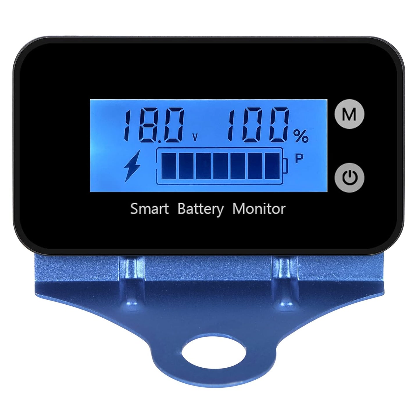 IPX7 Waterproof Battery Monitor with Bracket 7-100V,Car Motorcycle Golf cart Battery Meter Digital Battery Capacity Remaining Capacity Percentage Tester with Buzzer Alarm and Temperature