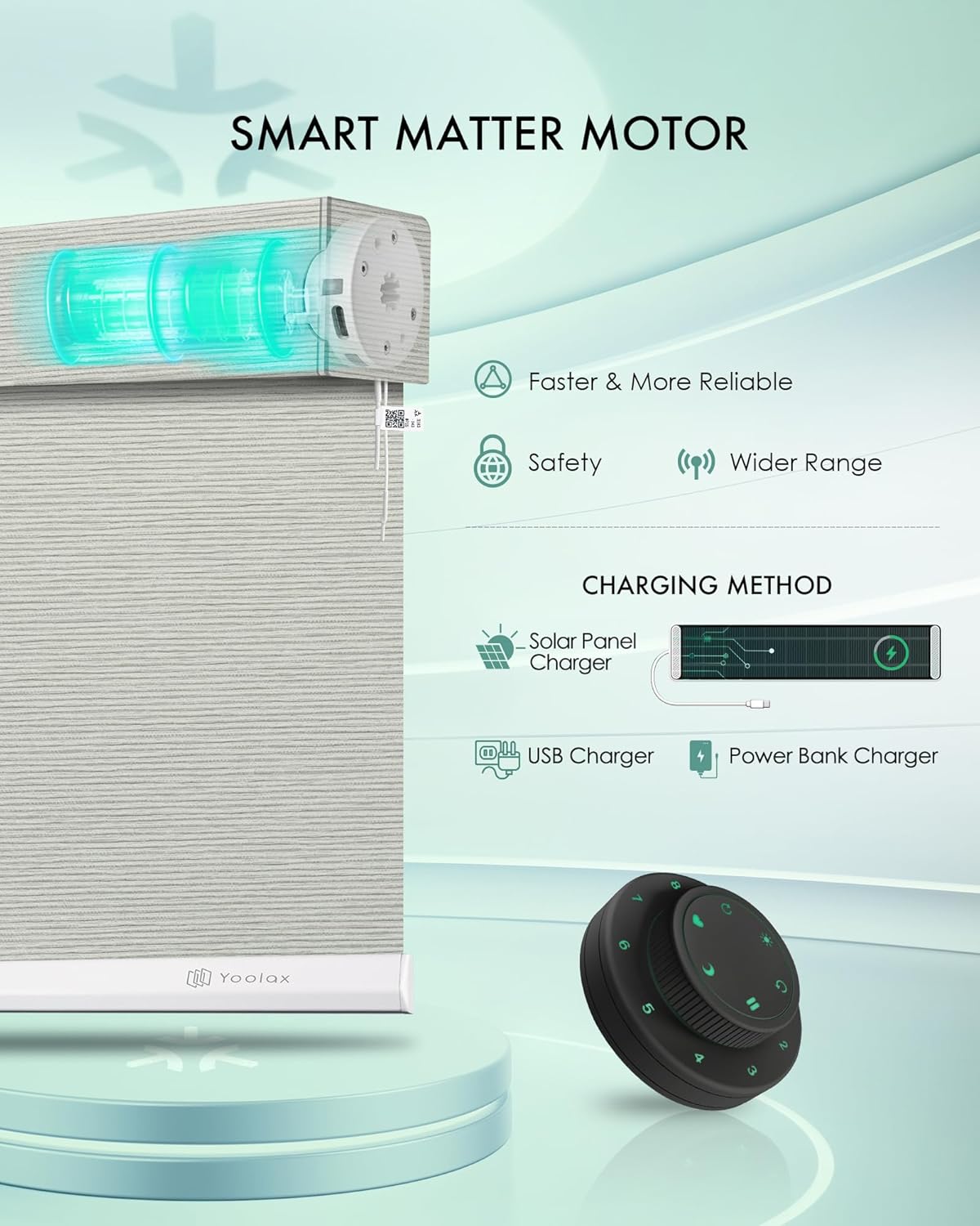 Yoolax Smart Blinds, Motorized Matter Roller Shades Light Filtering Automatic Blinds for Windows Motorized Shades Compatible with Alexa, Google Home, Homekit(Half Shading Horizontal Beige)