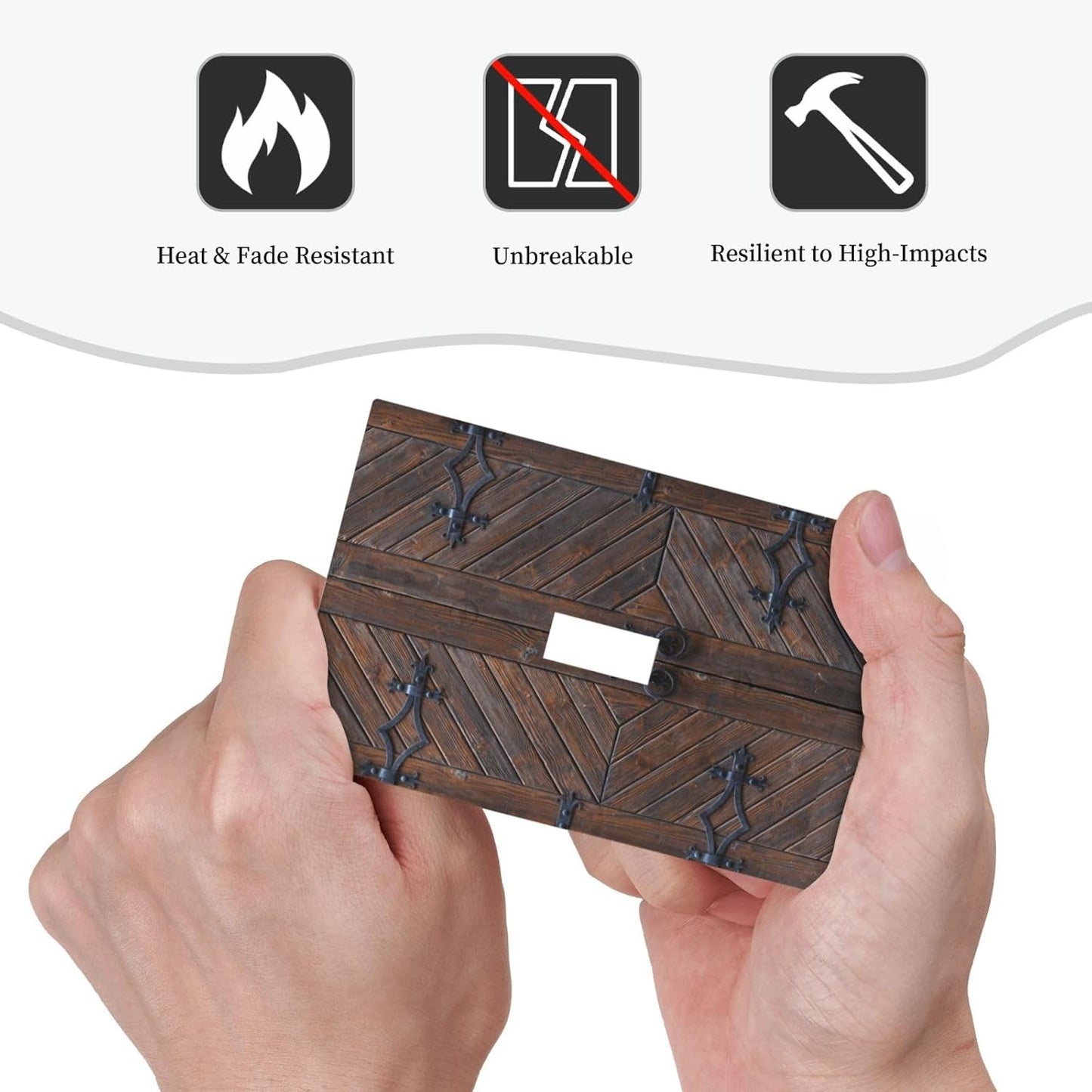 Decorative Light Switch Plate Covers Vintage Brown Wood Barn Door 1 Gang Light Switch Cover Plate Single Toggle Wall Plate Outlet Covers Faceplate for Farmhouse Home Decor （2 Pack）