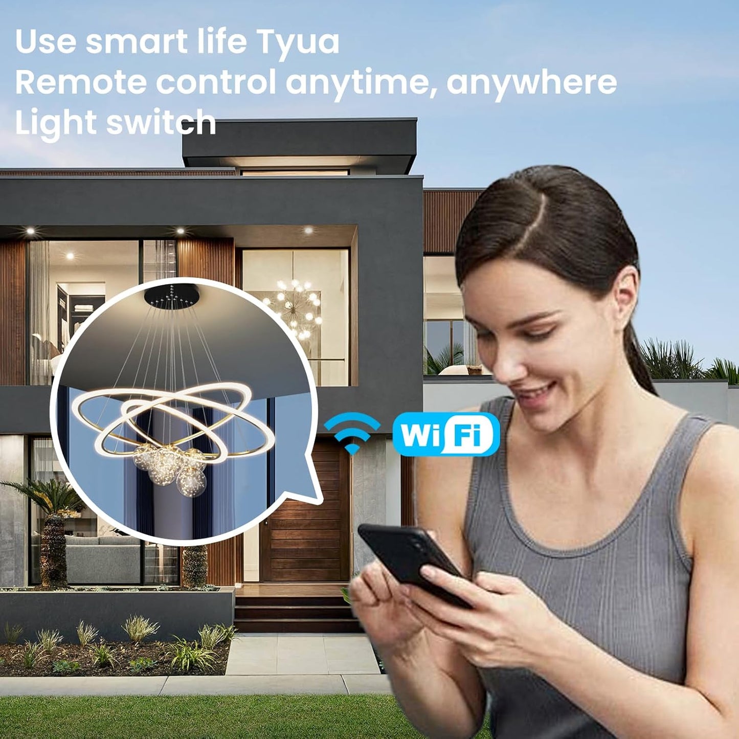 WiFi Smart Light Switch 118X72X34MM Need Neutral Wire,2.4GHz Wi-Fi Touch Switch,Work with Smart Life/Tuya App, Compatible with Alexa and Google Home, White 1 Gang