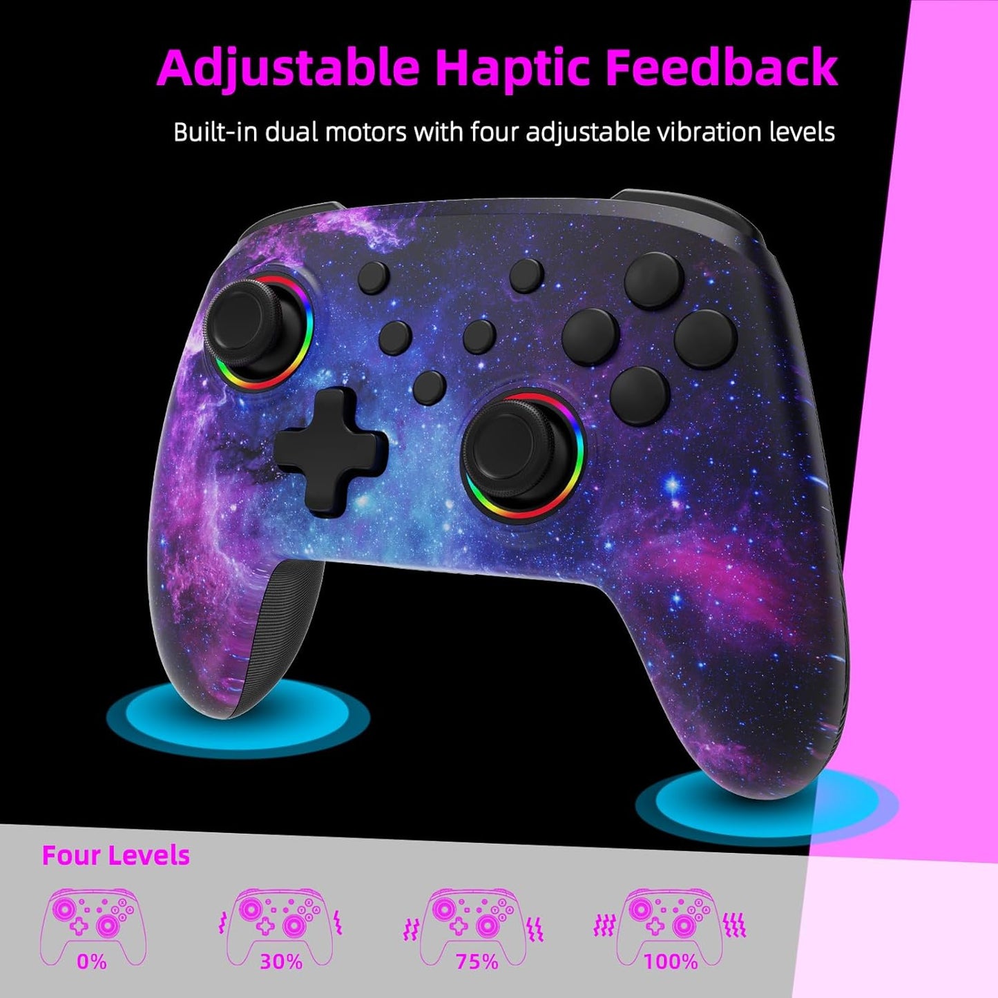 NexiGo Wireless Controller (No Deadzone) for Switch 2 and Switch, Bluetooth Controllers for Nintendo Switch with Vibration, Motion, Turbo and LED Light (Cosmic Nebula)