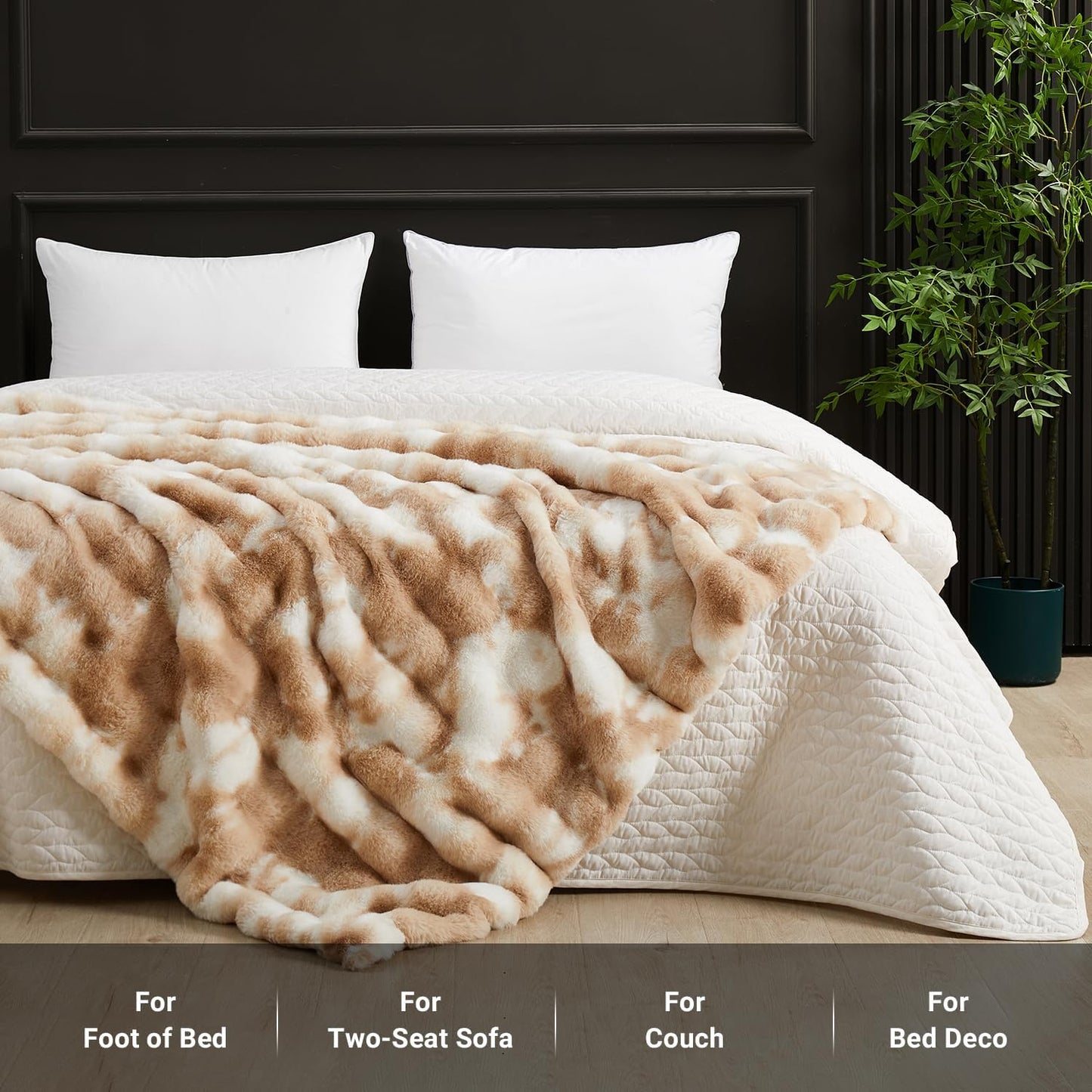 SAPHREAS Faux Fur Throw Blanket for Couch, Fluffy Fuzzy Bubble Blanket for Sofa Bed Living Room, Decor Soft Cozy Gifts for Women Men, 50x60” Tie Dye Khaki