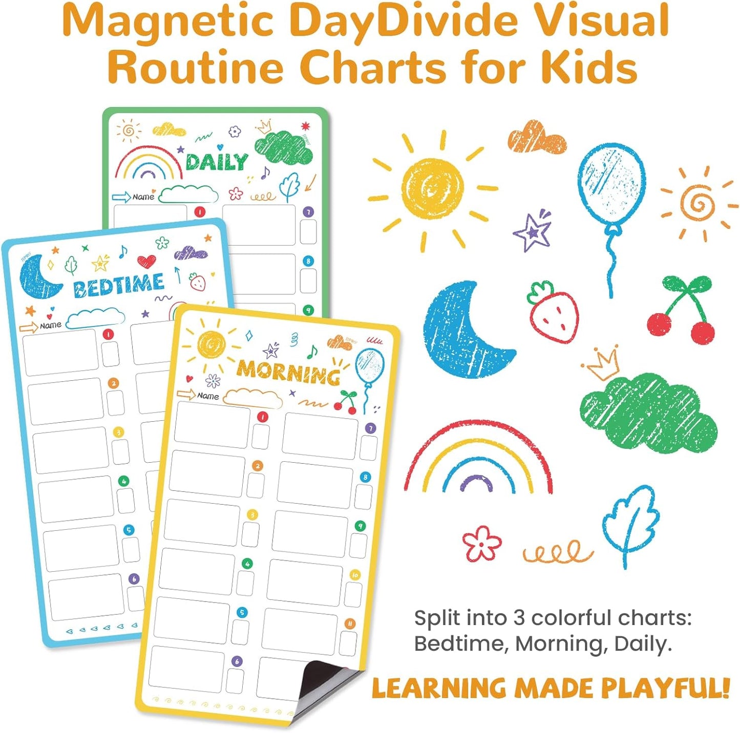 JJPRO Magnetic Bedtime/Morning/Daily Routine Chart for Kids with Reward Jar-Morning Routine Chart,Daily Checklist Reward Chart for Toddlers,Reward Jar for Kids,Cute Visual Schedule Board for Home