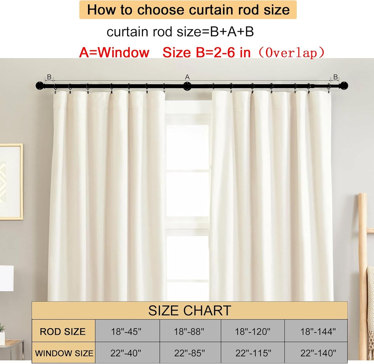 Industrial Curtain Rods 18 to 120 in,Wrap Around Rods, Adjustable Curtain Pole,1 in Diameter Pipe Wall or Ceiling Mounted,for Living Room(Brushed Crimson Black18” to 120”)