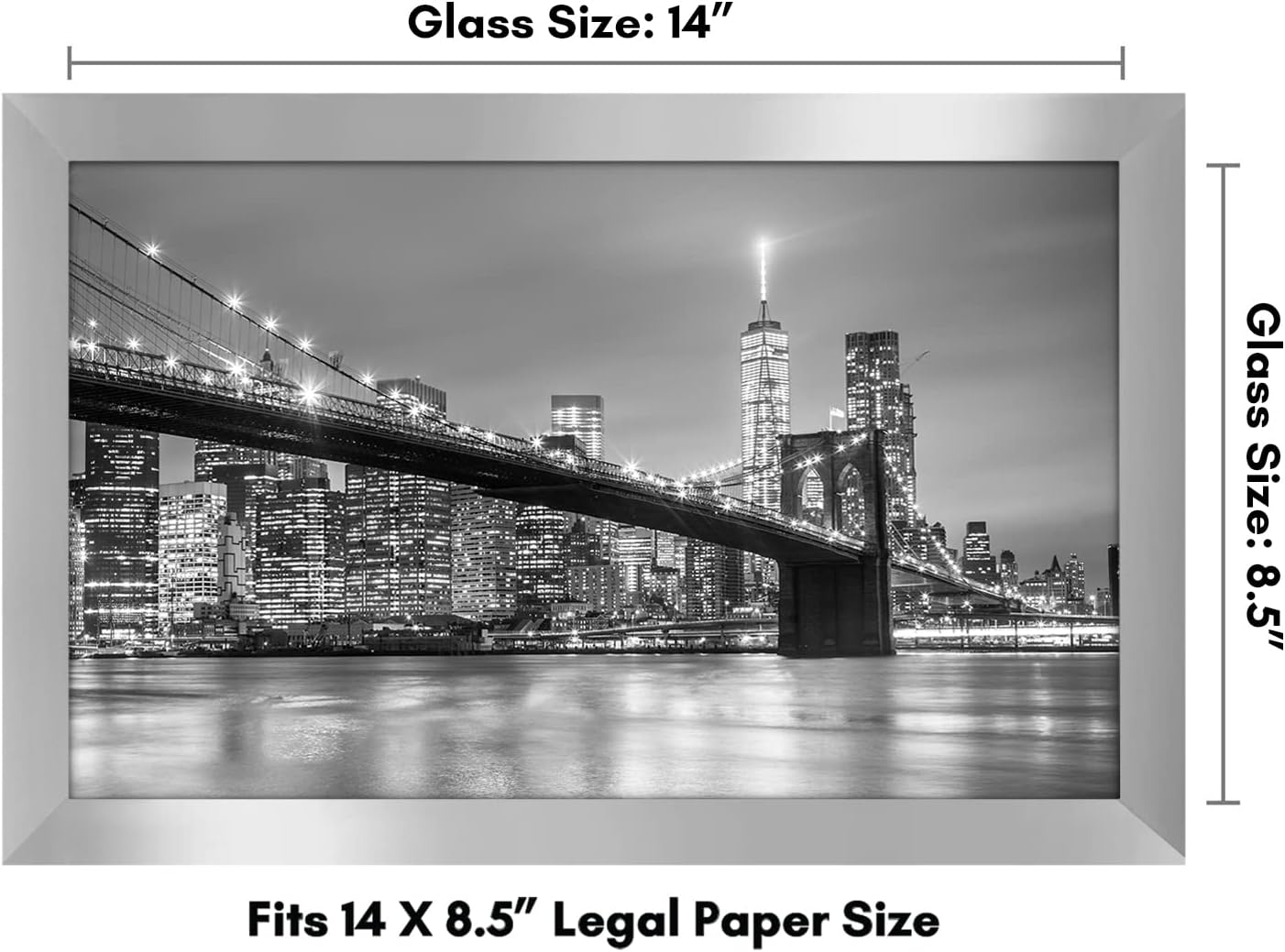 Americanflat 8.5x14 Picture Frame with Shatter-Resistant Glass - Signature Collection - Gallery-Style Frames Made of Engineered Wood - Photo Frame for Wall Display - Silver