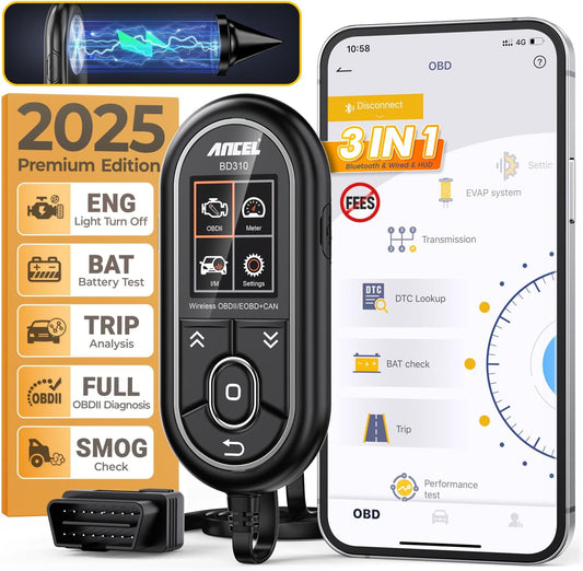 ANCEL BD310 OBD2 Scanner & Engine Code Reader - Advanced Battery Test, Trip Analysis, Performance Test, Bluetooth Diagnostic Tool for Android & iPhone - Works for All 1996+ Vehicles