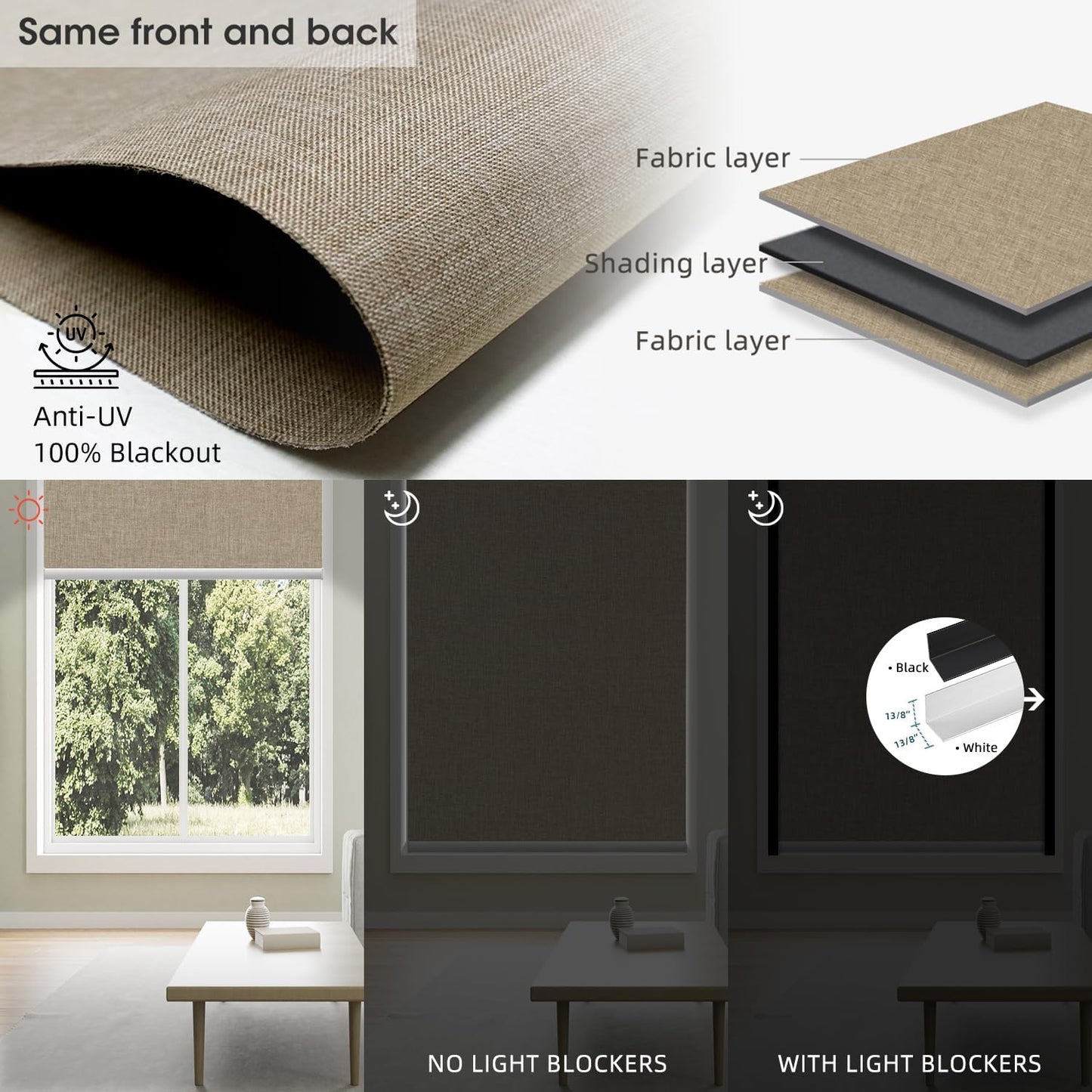 SmartWings Motorized Blinds Dual-Sided Cordless Smart Blackout Shades, Custom Size, Rechargeable Battery, Work with Matter/Apple HomeKit, Alexa, Thread/Zigbee, Remote Optional, Bouvardia Light Brown