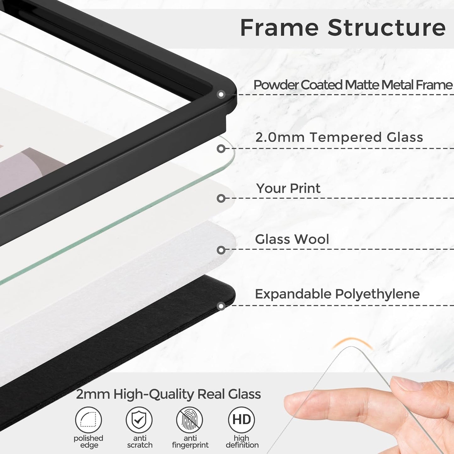 Axeman 5x7 Picture Frame-Metal Rounded Corner Frame 5x7, 5''x7''Photo Frame with Tempered Glass,Tabletop and Wall Display, One-Piece 5 By 7 Metal Picture Frame for images, Black