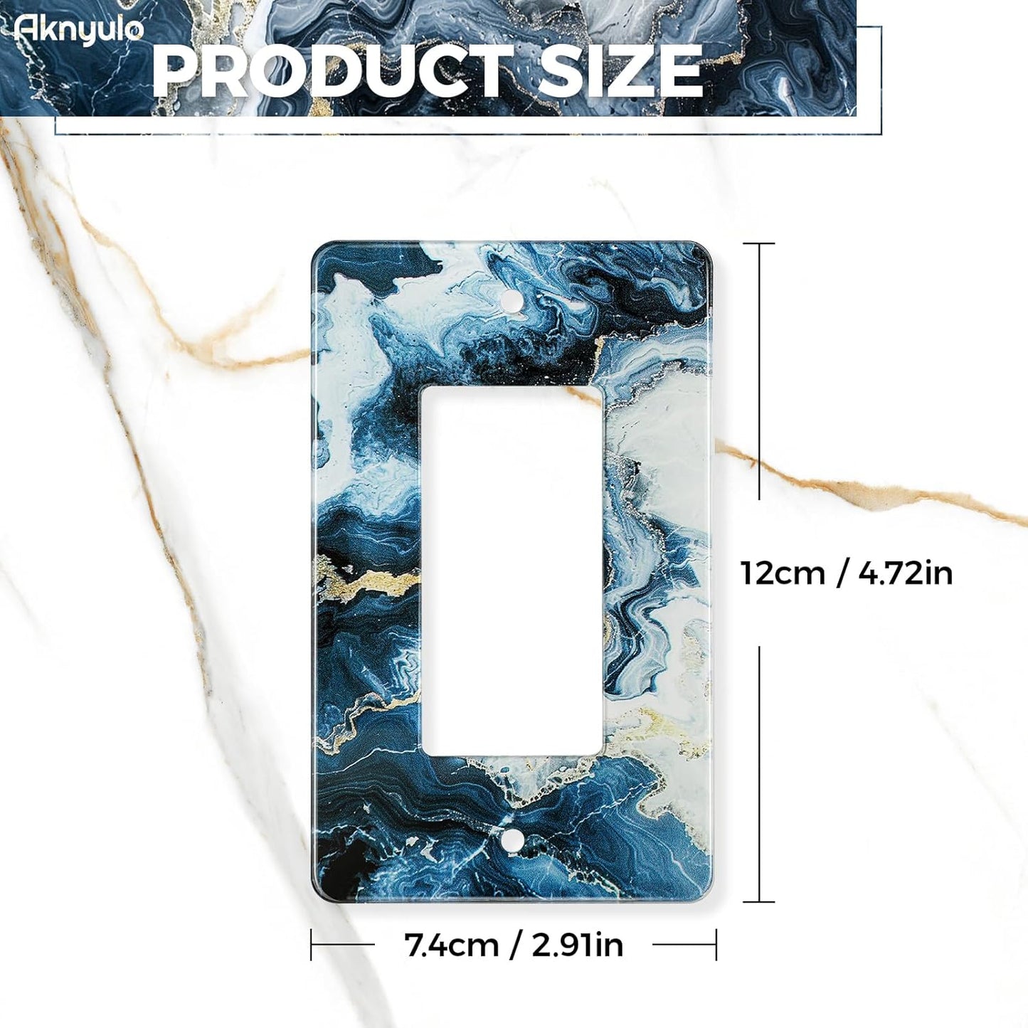Art Light Switch Covers Luxurious Blue and Gold Marble Acrylic Switch Light Cover Switch Light Cover Durable Decorative Outlet Covers Switch Plates And Outlet Covers