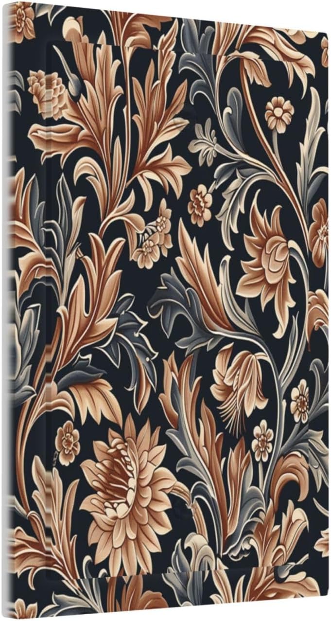 Light Switch Cover Plate Vintage Grey Plant Leaves Brown Flowers 1 Gang No Device Blank Electrical Wall Plates Faceplate Decorative Switch Plate for Bedroom Home Decor