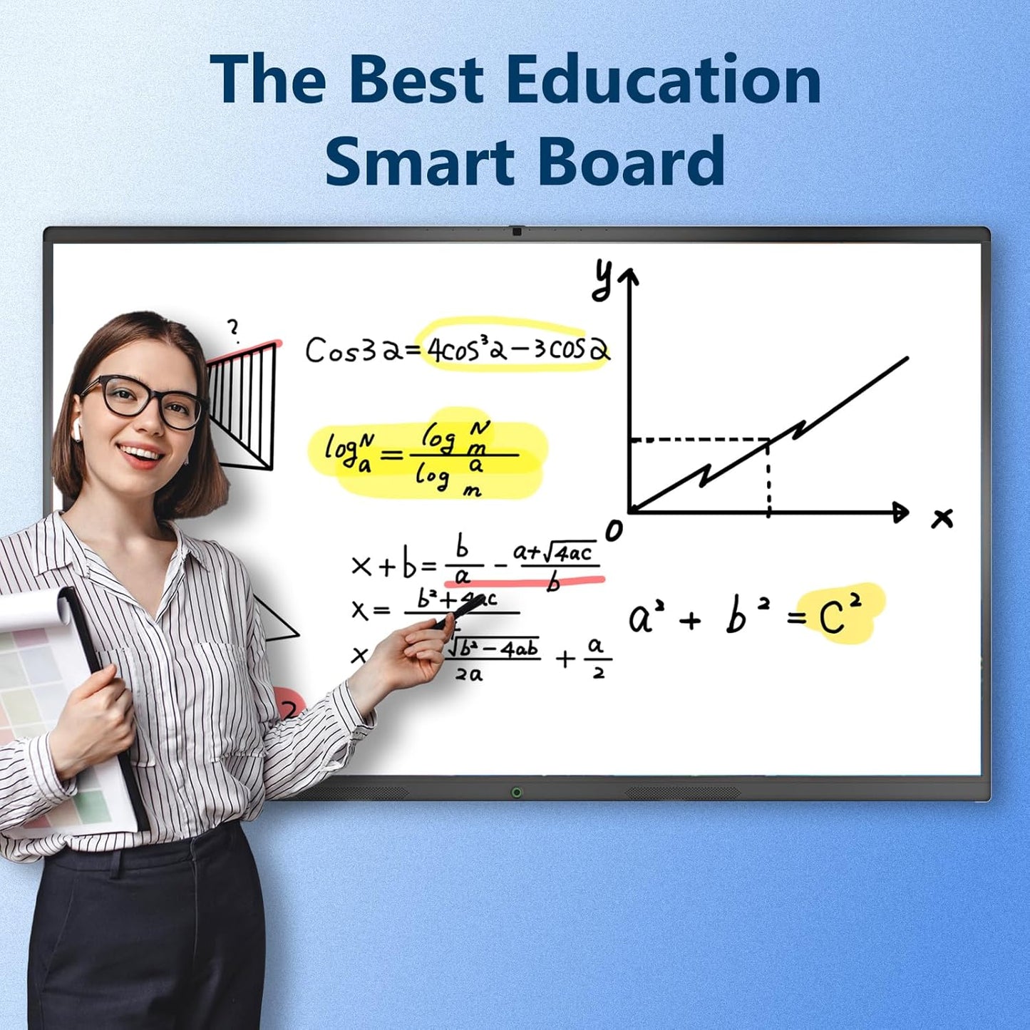 Smart Board with Wireless HDMI Display Adapter, 85 Inch Interactive Whiteboard 4K Touchscreen Built in HD Camera, Digital Presentation Electronic Smart WhiteBoard for Classroom Home Office