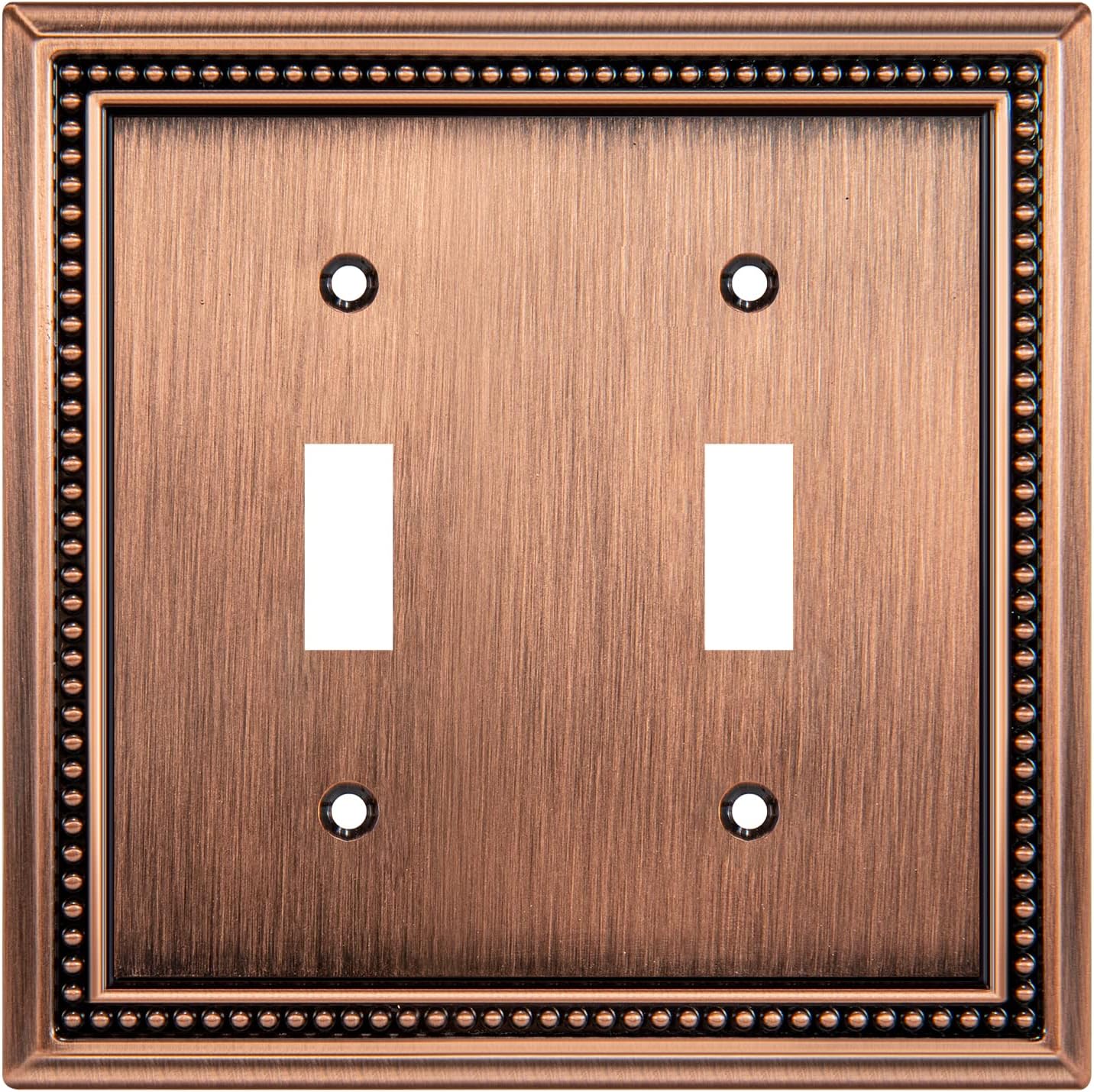 Henne Bery Sunken Pearls Heavy Duty Decorative Wall Plate Switch Plate Outlet Cover (Double Toggle, Antique Copper)