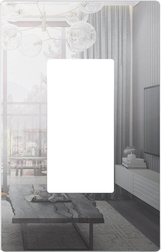 LIDER Decorator Wall Plate, Impact Resistant, Mirrored Acrylic, Plexiglass, Reflective Finish, Modern Upgrade, Screwless Light Switch/Outlet Cover, Mid-Size 1-Gang 4.88" x 3.11", Silver