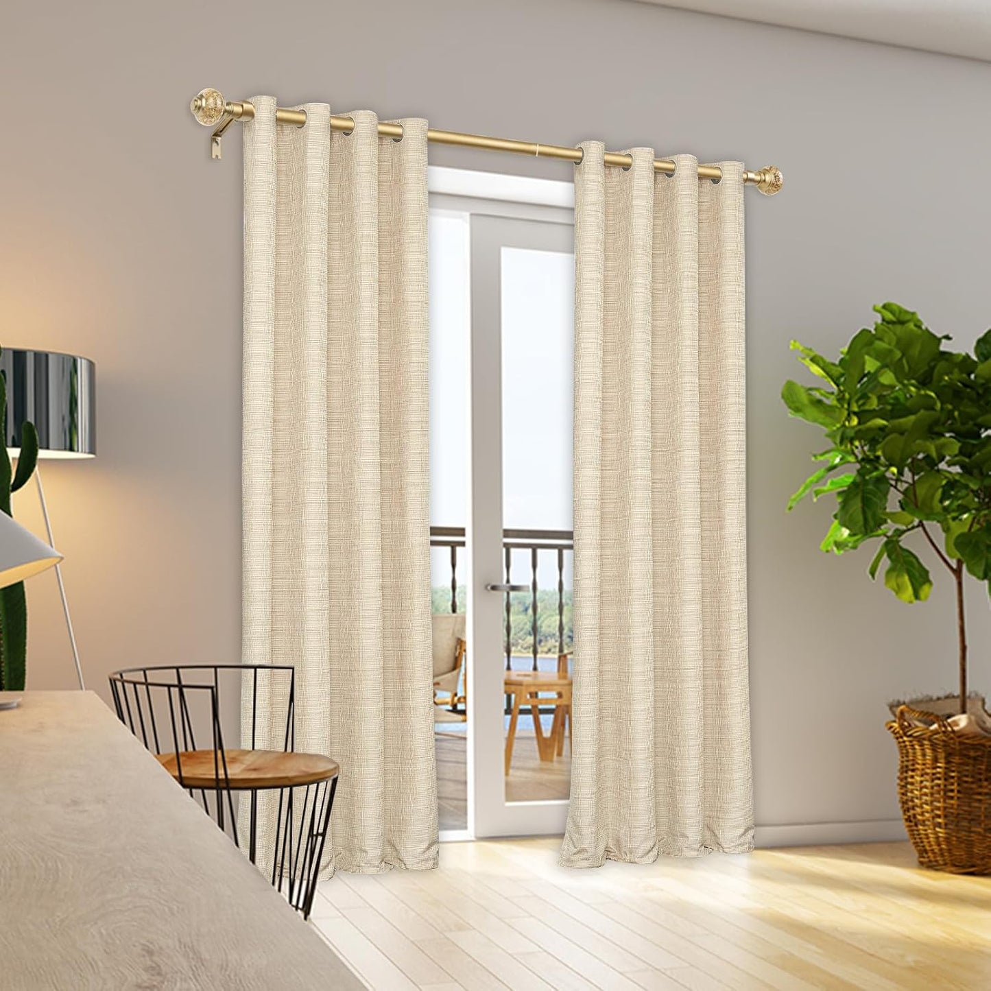 2 Pack Curtain Rods, 1 Inch Telescoping Drapery Rod 28 to 48 inch (2.3 to 4 ft), USFOOK Curtain Rods for Windows 16 to 44 Inches, Luxury Gold Translucent Finials