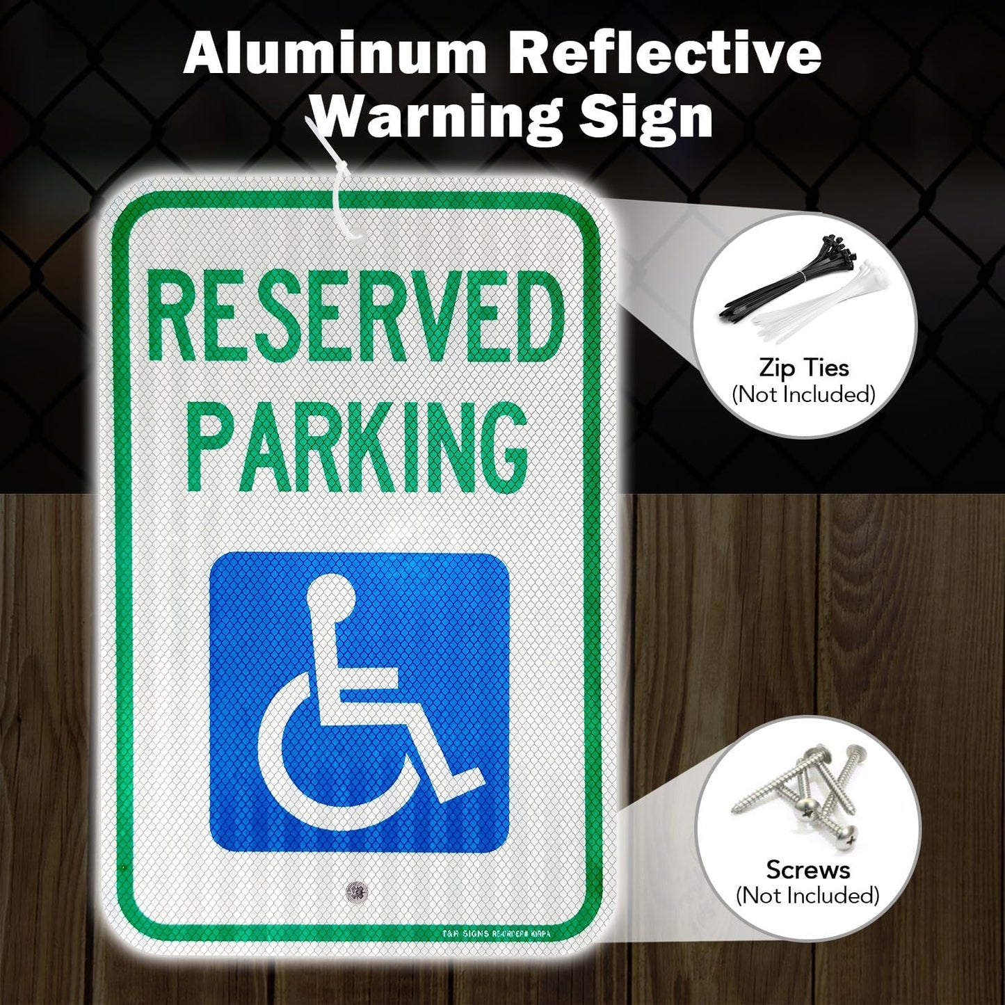 (3 Pack) Handicap Parking Sign, Reserved Parking Sign, Large 18" x 12" Engineer Grade Reflective Sheeting, Rust Free Aluminum, Weather Resistant, Waterproof, Fade Resistant, 2 Pre-drilled Holes