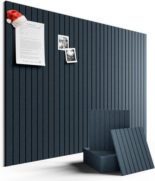 Large Felt Bulletin Board 48" x 36" Cork Board Alternative-12 Pack with 70 Safe Removable Adhesive Tabs, Cork Boards for Walls for Home Office Classroom Pin Board (Deep Charcoal Blue)