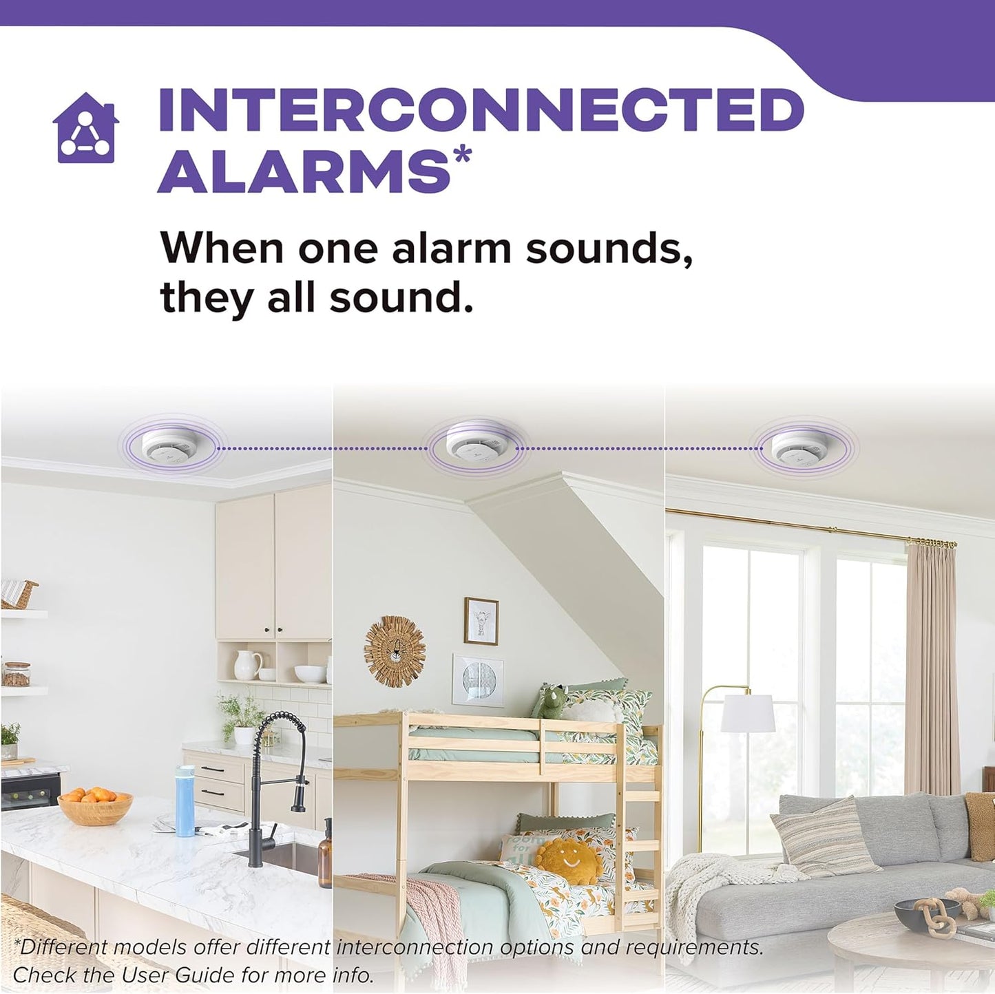 Kidde Hardwired Smoke & Carbon Monoxide Detector for Home, Voice Alerts, 10-Year Battery Backup, 3-Pack