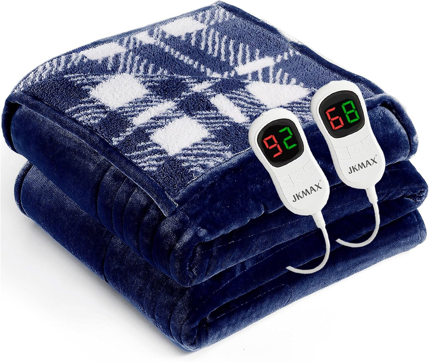 Heated Electric Blanket Queen Size - 84"x90" Flannel Heating Blanket with 10 Heating Levels & 5 Time Settings Over-Heat Protection, Winter Warmer for Adults with ETL Certification（Navy Blue）