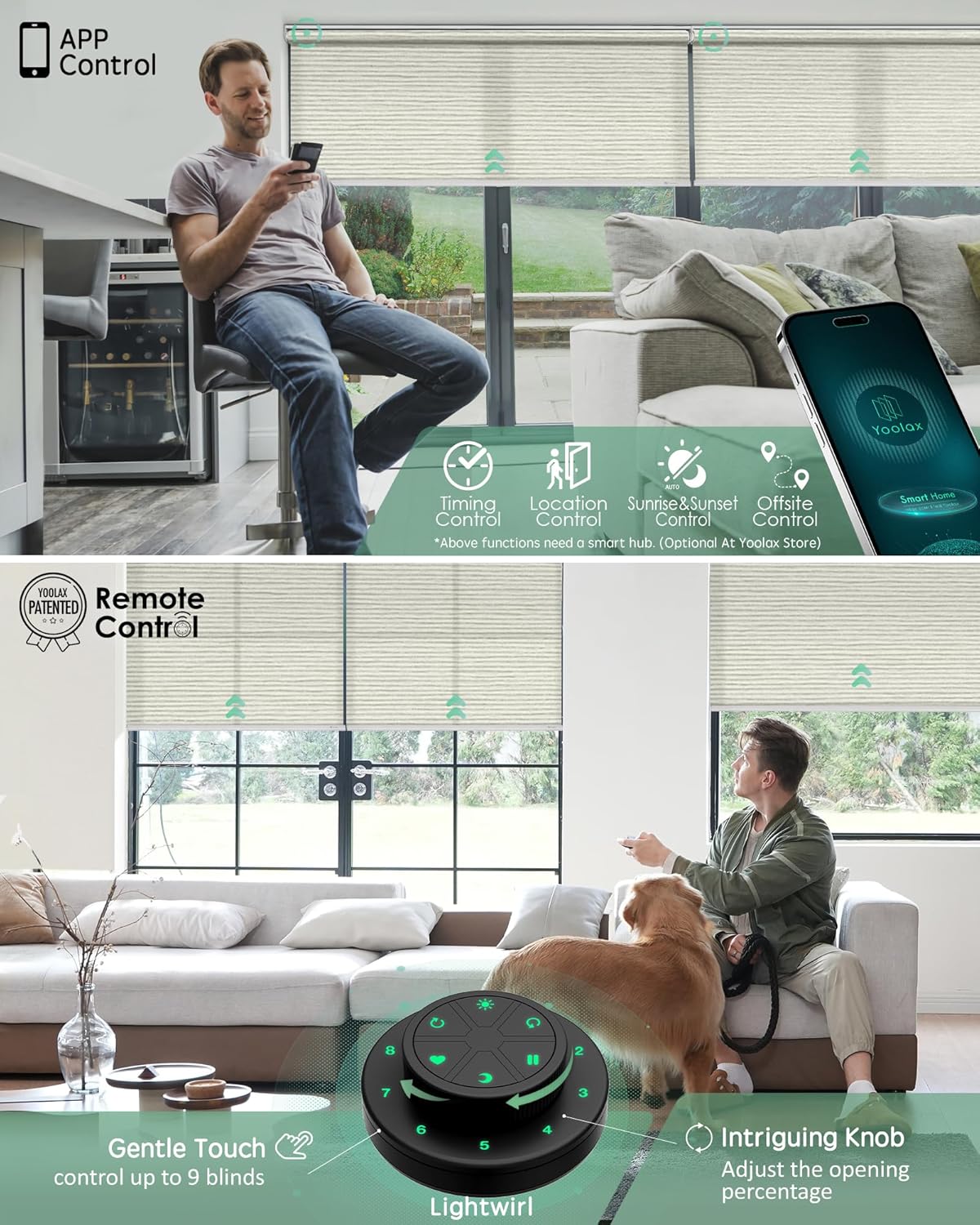 Yoolax Motorized Blinds with Remote, Smart Blinds for Windows Motorized Roller Shades, Automatic Window Shades Compatible with Alexa Custom Size (Light Filtering-Horizontal Beige)