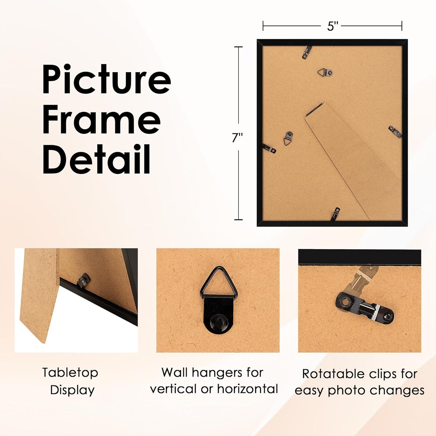 FIXSMITH 5x7 Picture Frame Set of 10, Black Photo Frames Bulk with HD Plexiglass, Display Pictures 4x6 with Mat or 5x7 Without Mat, Multi Picture Frames Collage for Tabletop or Wall Display