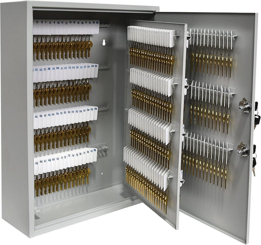 BankSupplies STEELMASTER 320 Key Cabinet - Dual Lock Control Key Box - Welded 22 Gauge Steel Construction - Scratch Resistant - Write-On Key Tags for Easy Identification