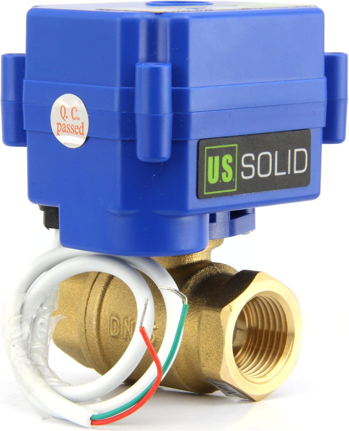 U.S. Solid Motorized Ball Valve- 3/4" Brass Ball Valve with Standard Port, 9-24V AC/DC and 2 Wire Auto Return Setup (Pack of 25)