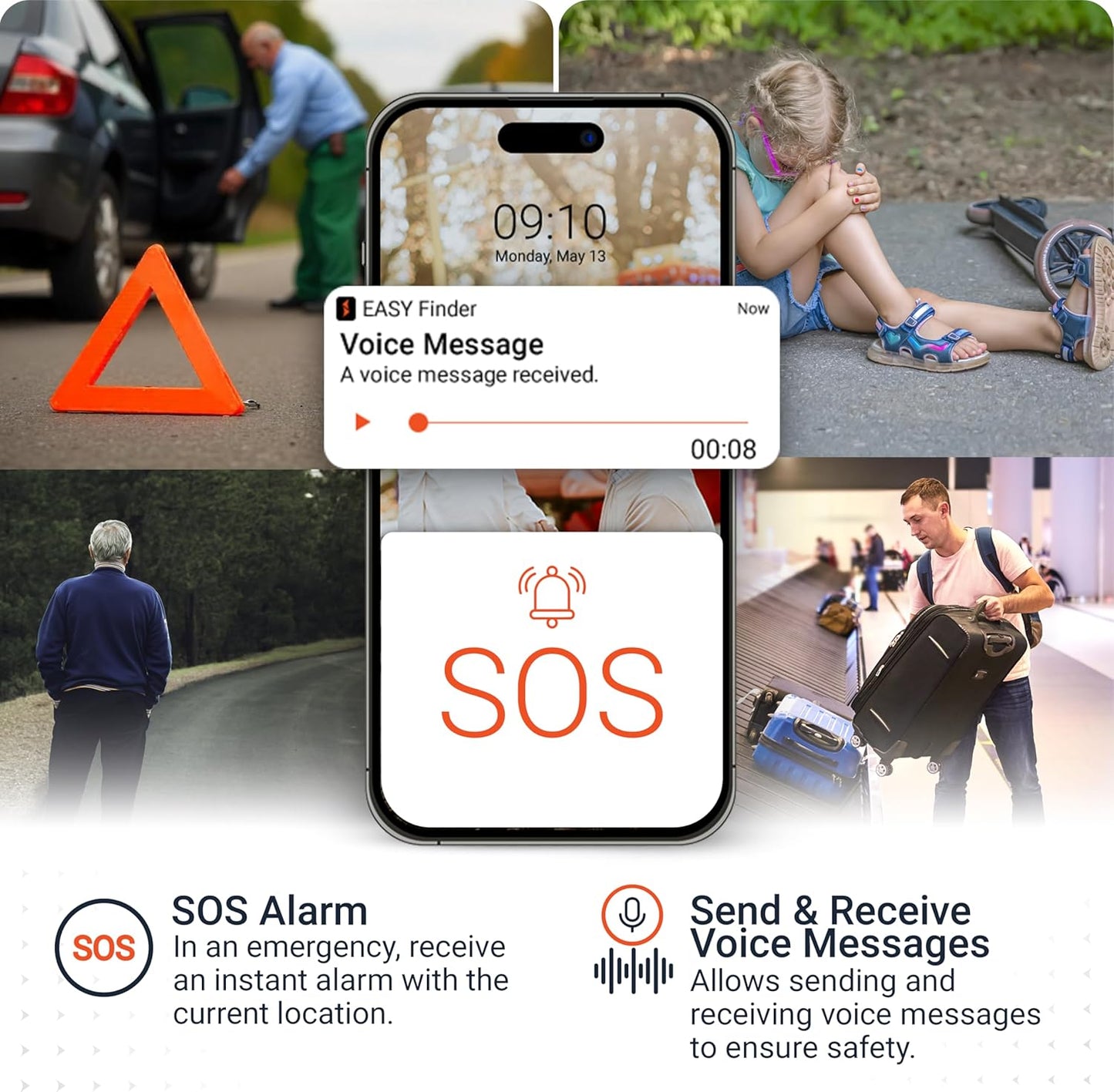 PAJ GPS Easy Finder 4G – GPS Tracker for Kids, Seniors/Elderly & Loved Ones – Real-Time Location Tracker Device, SOS/Emergency Button, Voice Messages, Up to 14 Days Battery - Subscription Required