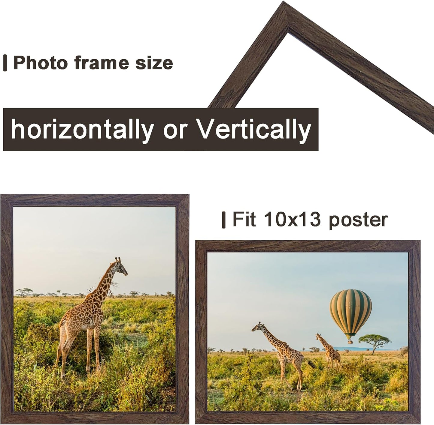 10x13 Picture Frame Set of 3,Wooden Frame walnut 10x13 Wall Gallery Poster Photo frame with Durable Shatter Resistant Plexiglass for Wall Mounting best gift