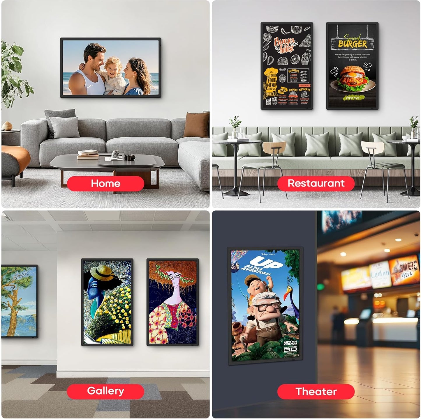 Frameo 32" Extra Large Digital Picture Frame, Smart WiFi Photo Frame with 1920x1080 FHD IPS Touch Screen 64GB Memory, Support Wall Mounted Auto-Rotate USB&SD Card, Share Photos/Videos Instantly