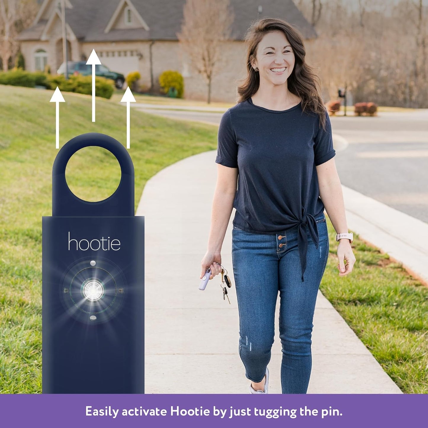 Hootie Personal Safety Alarm for Women, Men, & Kids - Keychain Alarm, Self Defense Strobe & Siren, Security Siren Keychain with 130dB Self Defense Siren & Strobe Light - White