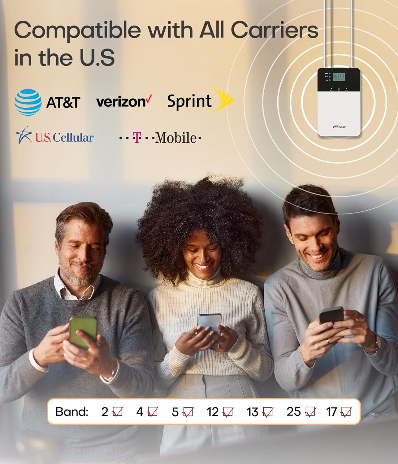 Cell Phone Booster for Home, Cover 6,000 Sq Ft with 2 Indoor Antennas for All US Carriers Cell Signal Booster for Destination RV, 4G LTE 5G Compatible Verizon AT&T T-Mobile, APP Support | FCC