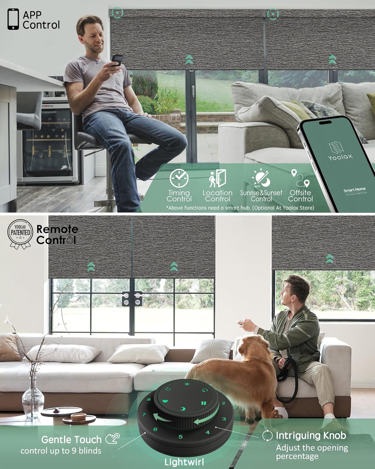 Yoolax Motorized Blinds with Remote, Smart Blinds for Windows Blackout Automatic Shades Compatible with Alexa Remote Control Roller Window Shades with Valance, Custom Size (V-Rock Stripe)