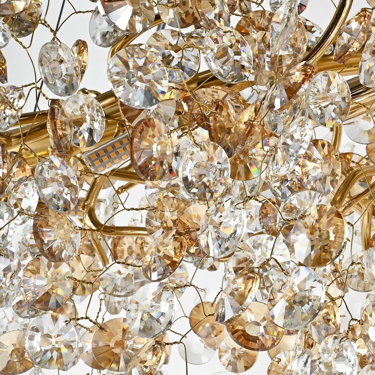 Modern Crystal Chandelier, 12-Light Raindrop Pendant Light Fixture, Luxury Gold Tree Branch Design for Dining Room, Living Room, Bedroom, Entryway - Elegant Home Decor