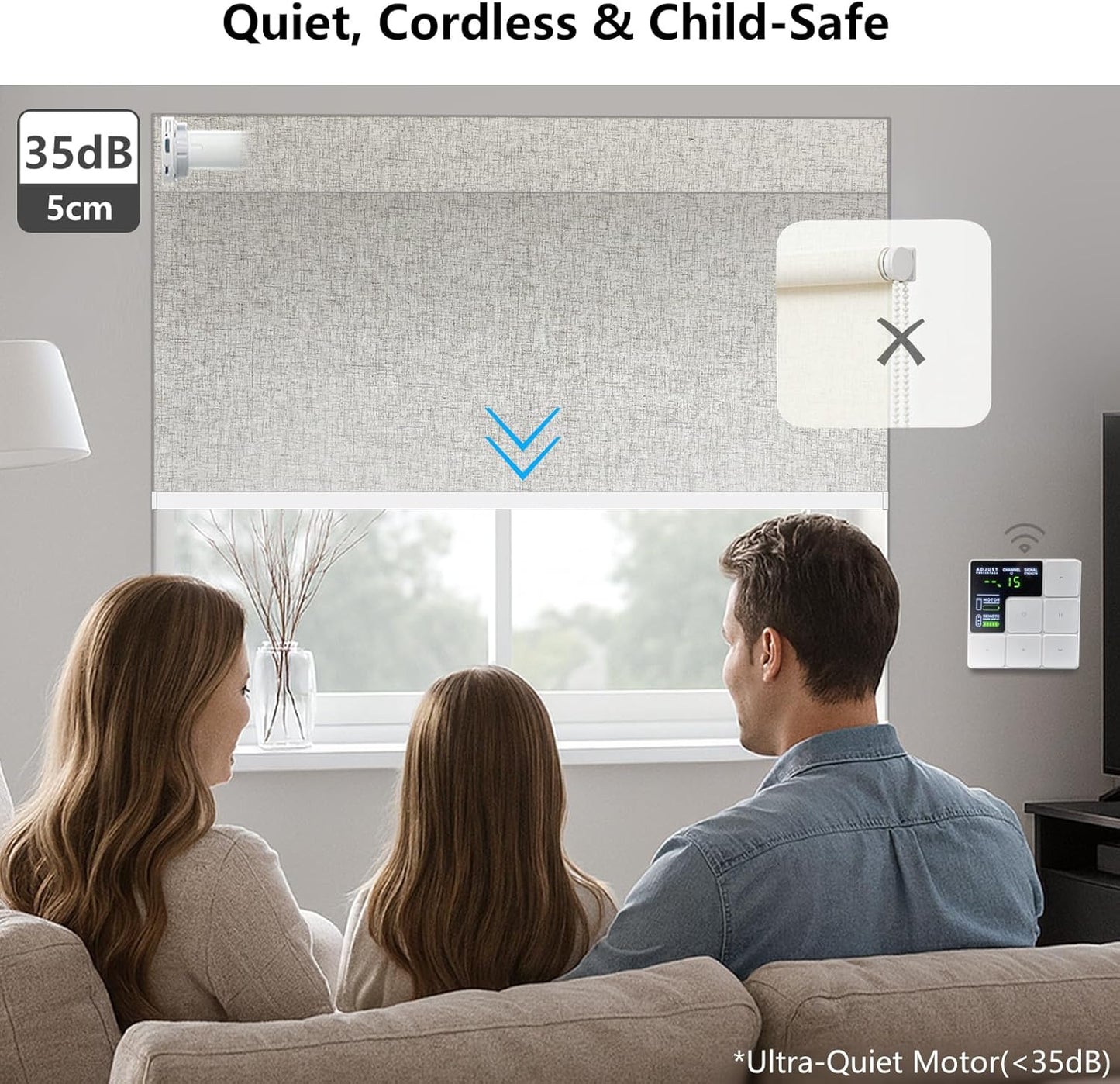 Smart Motorized Blinds – 100% Blackout Roller Shades with Remote, Alexa/Google Home/Siri Control, Matter Compatible, Wireless Rechargeable Battery, Custom Sizes for Windows & Sliding Doors