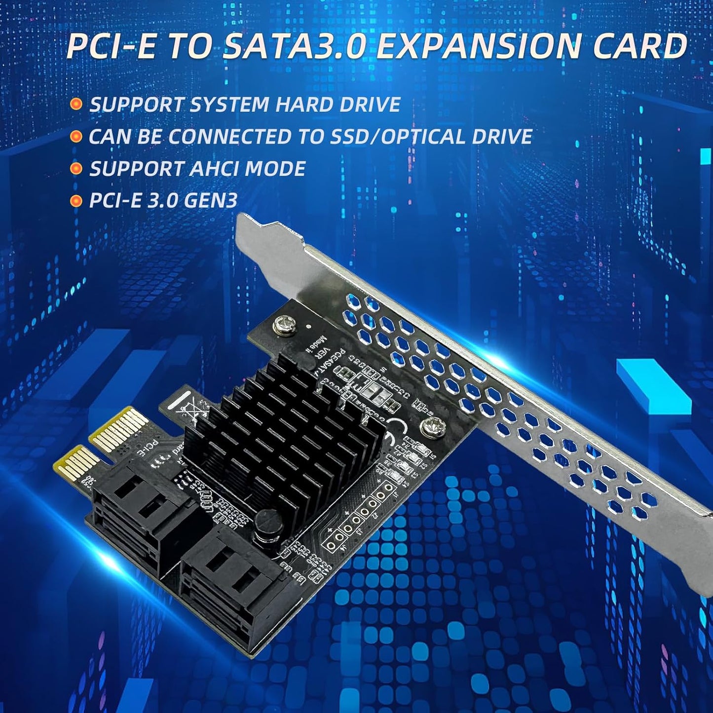 4-Port PCIe SATA III 6Gbps Expansion Card, PCIe x1 to 4 Port SATA 3.0 Controller Card - ASM1064 Chip, with Low Profile Bracket for Windows Linux Mac
