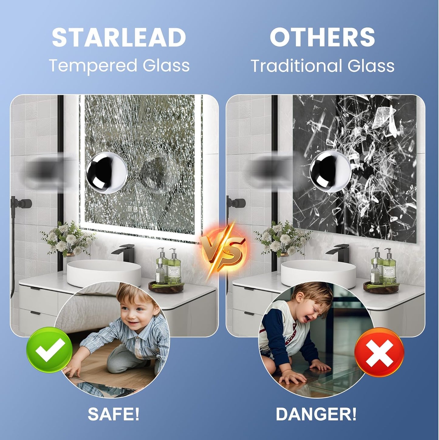 STARLEAD 36"x24" LED-Bathroom-Mirror-with-Lights, Wall-Mounted with Bluetooth Speaker, Anti-Fog, 3 Color Temperature, Dimmable Brightness, Waterproof, Tempered Glass, Frontlit & Backlit, Arched