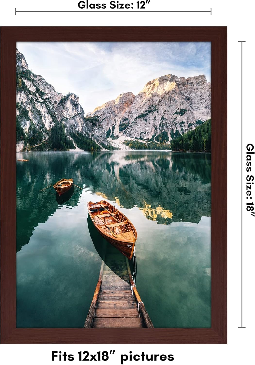 Americanflat 12x18 Poster Frame with Shatter-Resistant Glass - Signature Collection - Gallery-Style Frames Made of Engineered Wood - Photo Frame for Wall Display - Mahogany