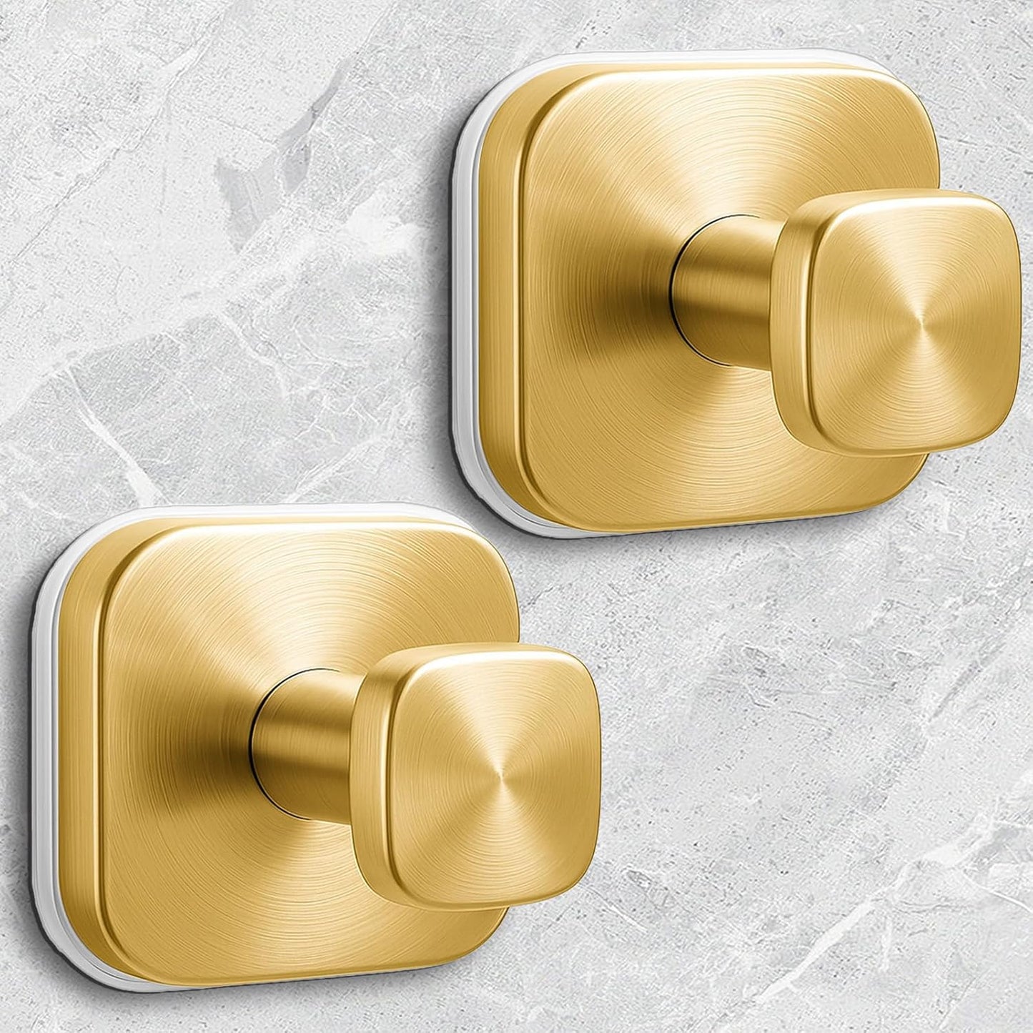 Shower Hooks for Inside Shower,Reusable Suction Cup Hooks for Glass Window,Mirror,Removable Towel Hooks for Bathroom,2 Pack(Gold)