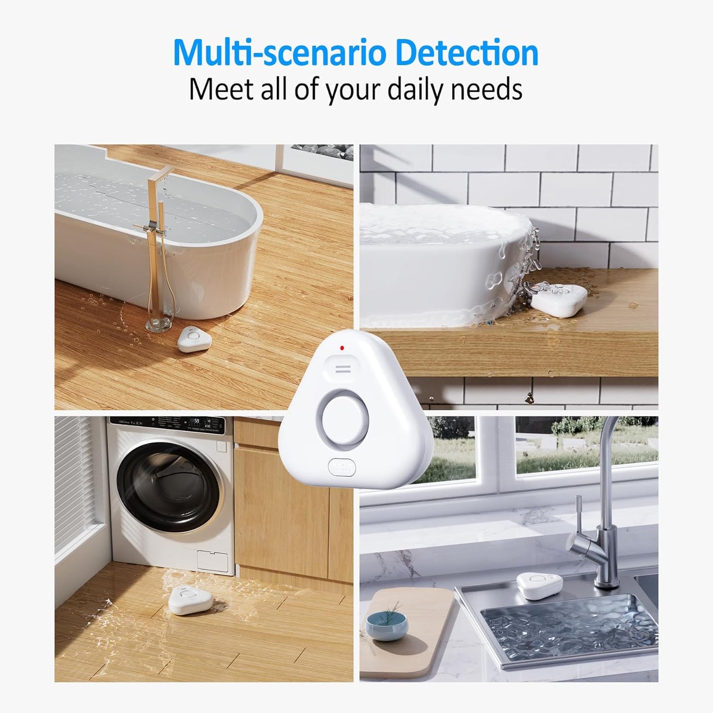 Stechro 3 Pack Water Leak Detector, 120dB Water Sensor Alarm, Water Leakage Detection Device for Home Basements Bathroom Kitchen Toilet Laundry