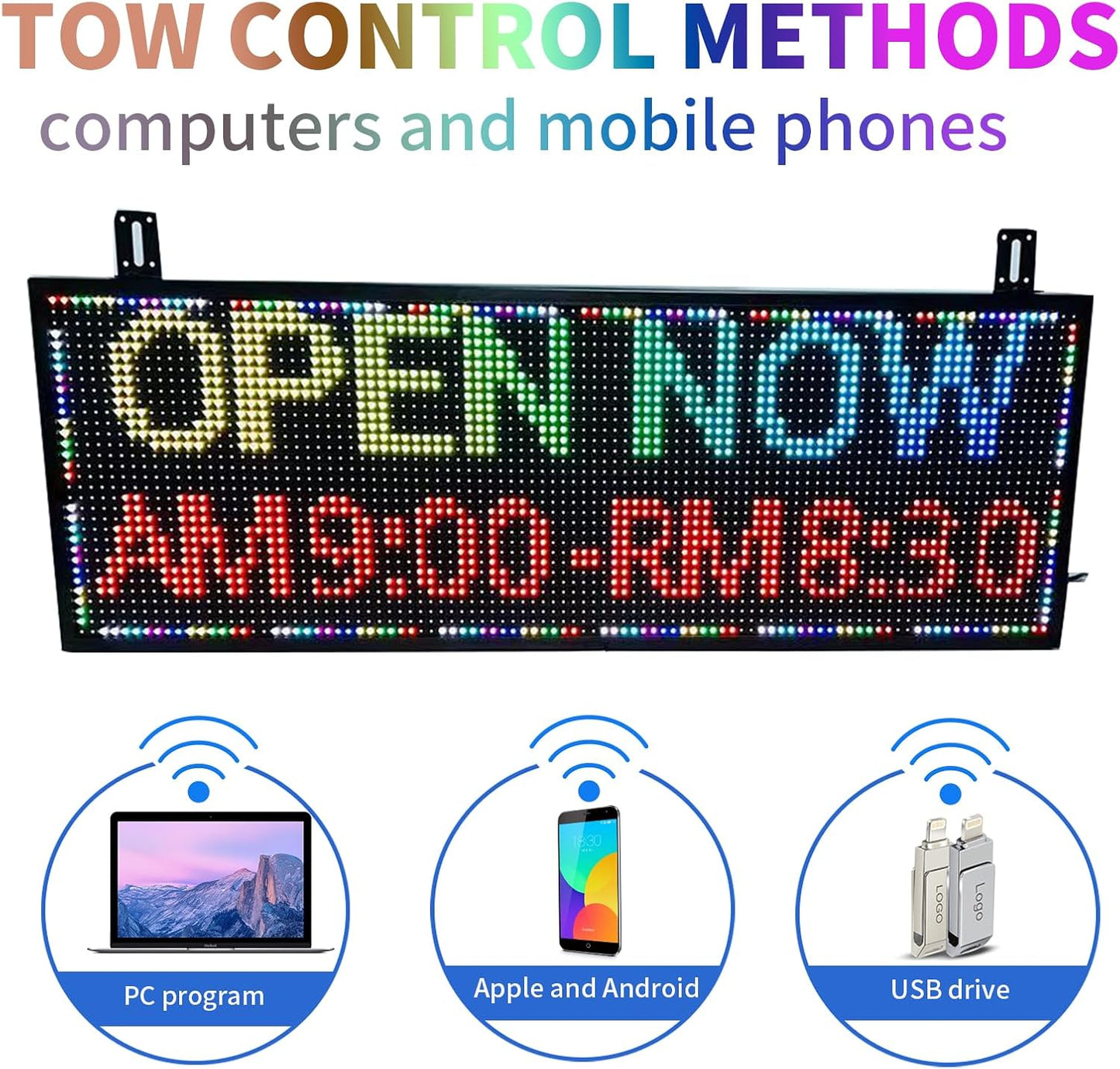 Scrolling Programmable Led Sign Outdoor Digital Word Led Pantalla Para Publicidad Usb Wifi Bright Advertising Enabled Control Display Small Message Board Lights 39"×14"