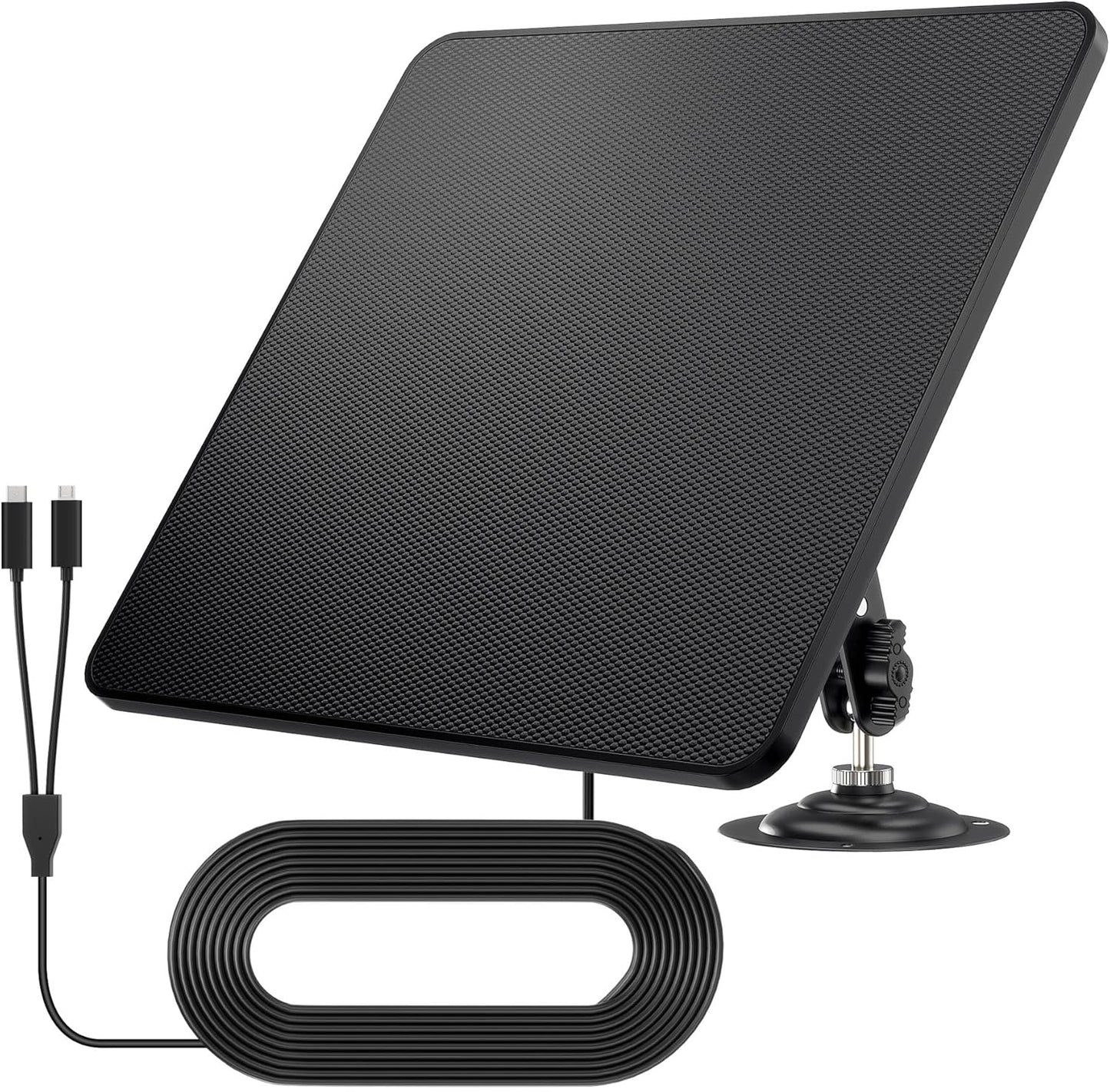 KJK 6W Solar Panel for Security Cameras – Solar Battery Charger with Micro USB & USB-C | IP66 Waterproof | 360° Adjustable Mount