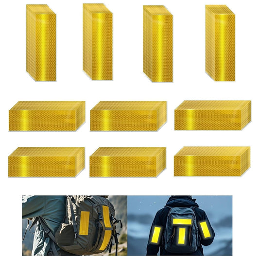 Non Fading Yellow Reflective Stickers 2 inch X 6 inch, Outdoor Waterproof High Visibility Warning Safety Adhesive Reflector Tape (100 Pcs)
