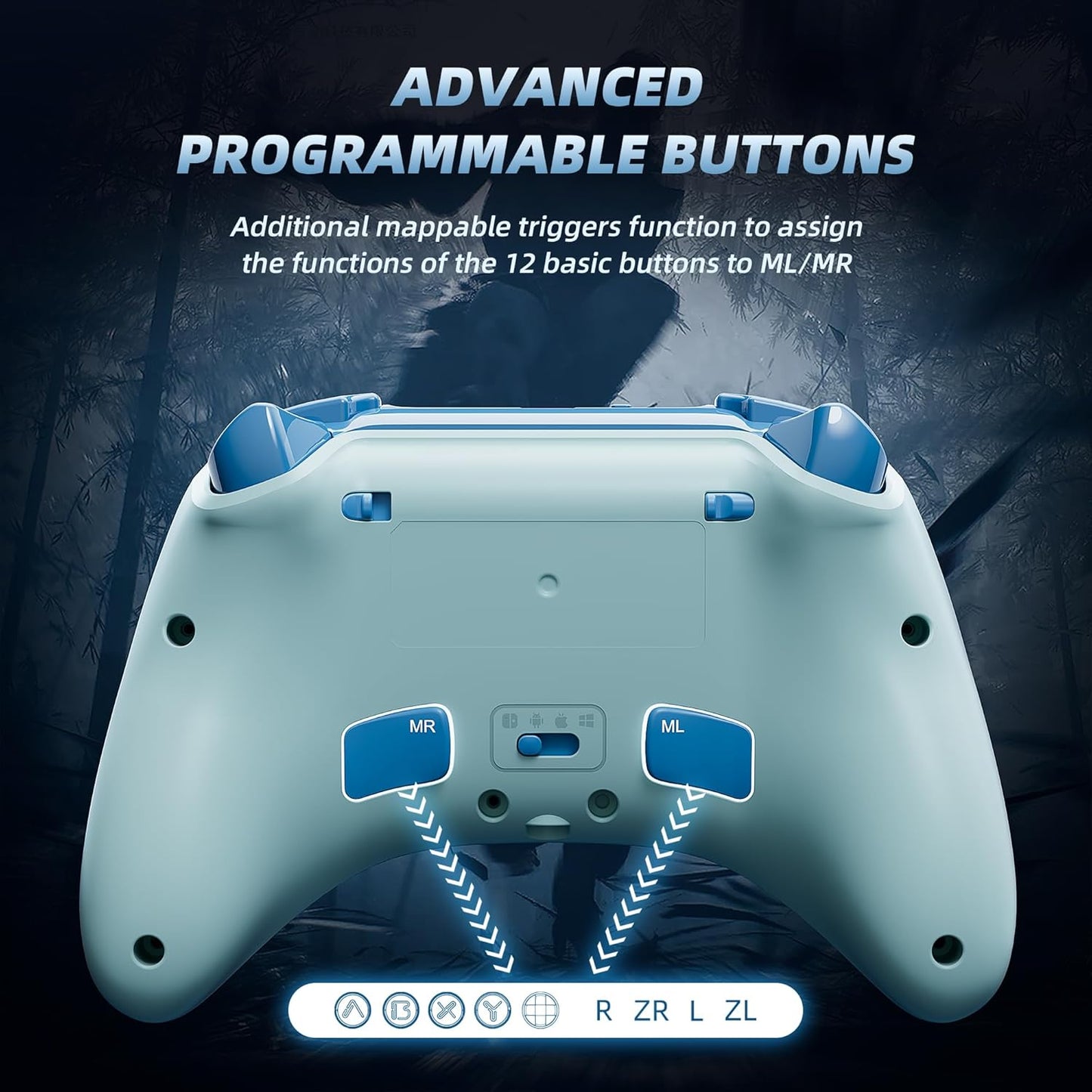 Mytrix Wireless Switch Pro Controllers with Charging Dock, Bluetooth Controller for Nintendo Switch/Lite/OLED with Hall Effect Joysticks & Trigger, Compatible with PC/iOS/Android/Steam (Aqua Blue)