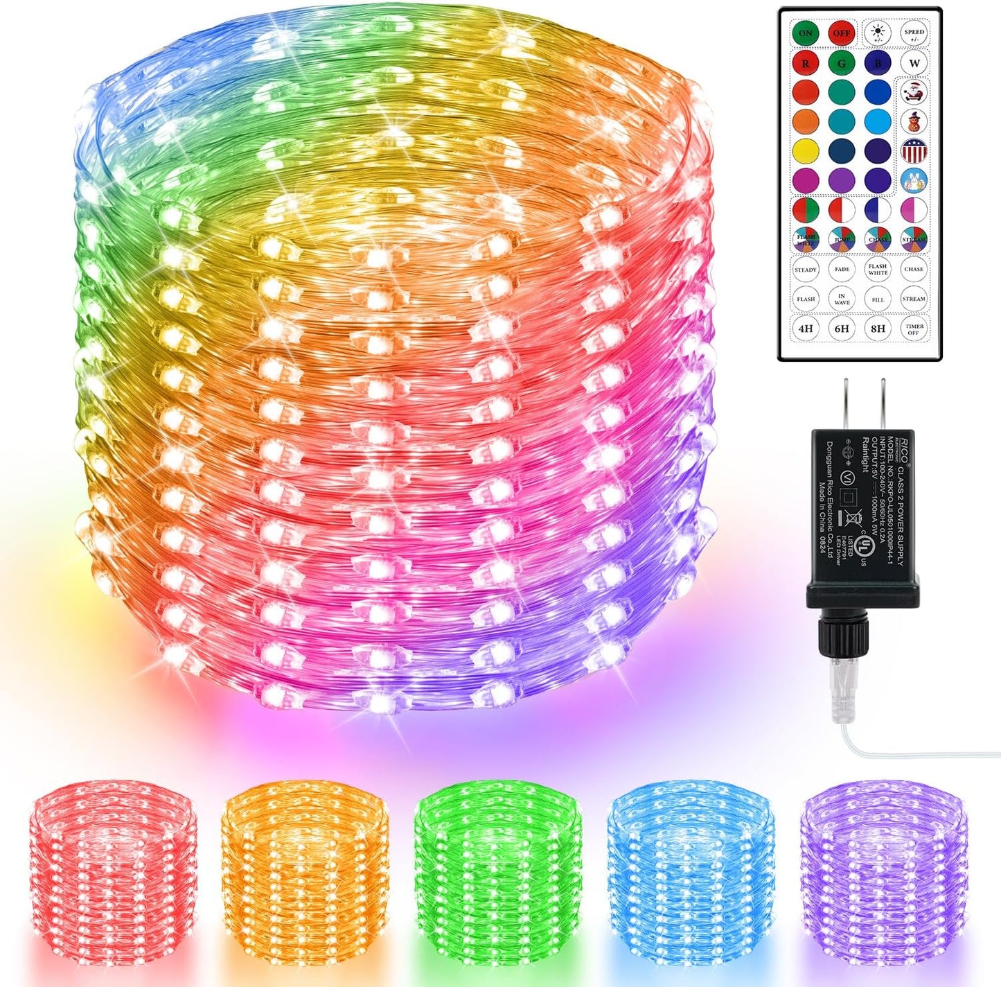 OMIKA 80ft Fairy Lights Plug in with Remote, 24 Colors 196 Modes Color Changing String Lights Dimmable, 240 LED Twinkle Lights with Timer for Outdoor Party Bedroom Indoor Christmas Halloween Decor