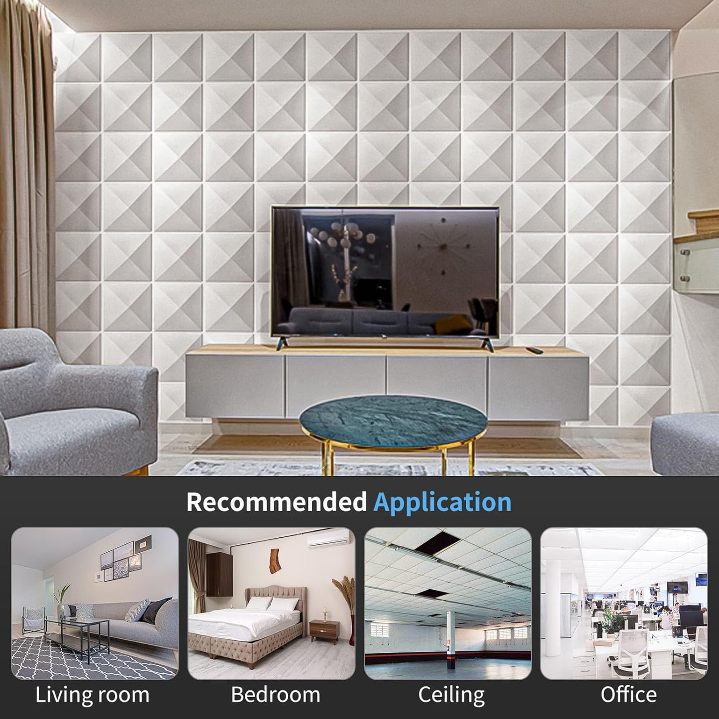 Art3d Decorative 3D Wall Panel, 32 Sq.FT PVC Interior Wall Decor for Living Room, Bedroom, Lobby, Office, Shopping Mall, White