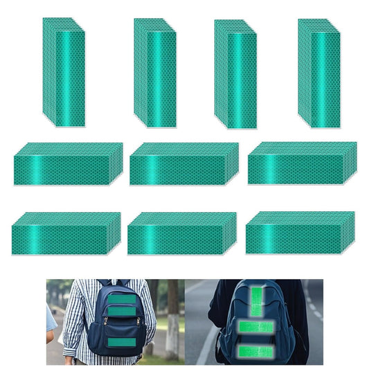 Non Fading Green Reflective Stickers 2 inch X 6 inch, Outdoor Waterproof High Visibility Warning Safety Adhesive Reflector Tape (100 Pcs)